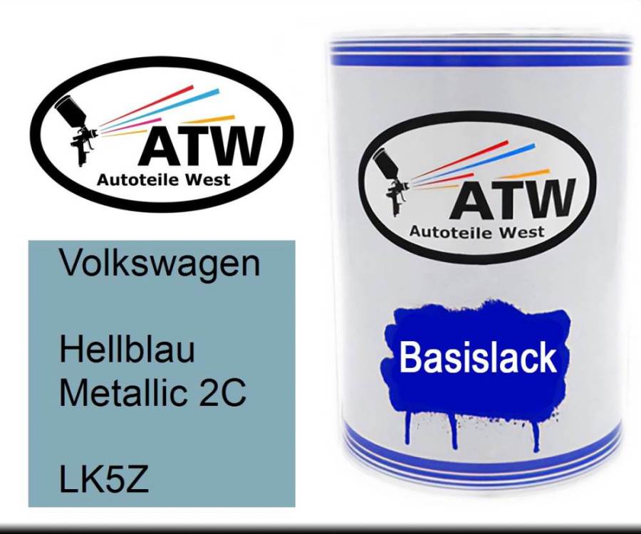 Volkswagen, Hellblau Metallic 2C, LK5Z: 500ml Lackdose, von ATW Autoteile West.